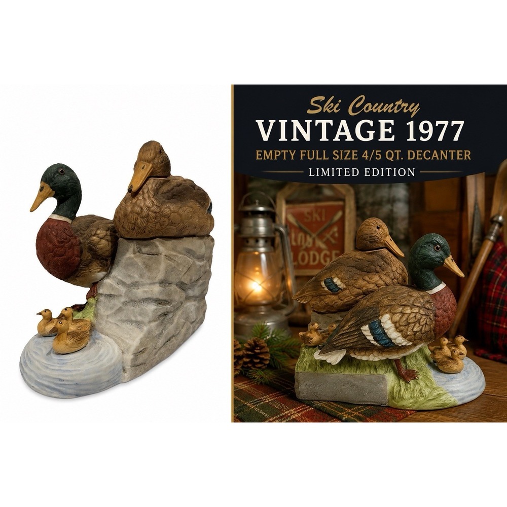 SKi Country 1977 Empty Full Size 4/5 Qt Decanter Lmt Ed Mallard Duck Small Chip